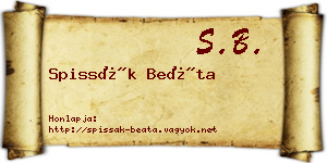 Spissák Beáta névjegykártya